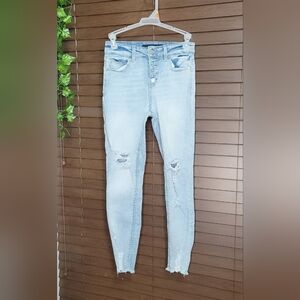 Indigo Rein Button Fly High-rise Distressed Cropped Skinny Women's Jeans Size 1